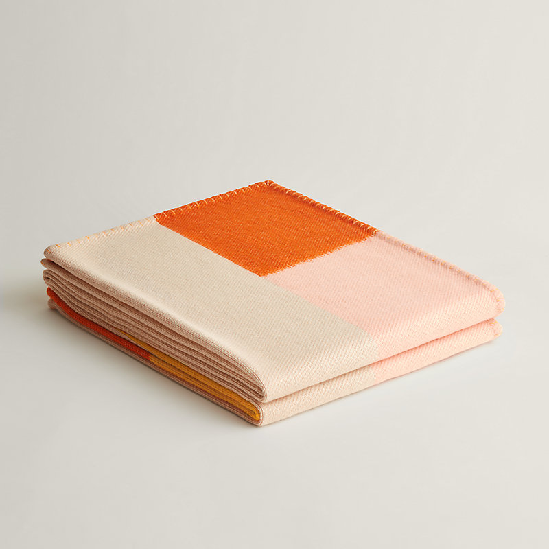 Ikat H Echelle blanket - Orange | Hermès USA
